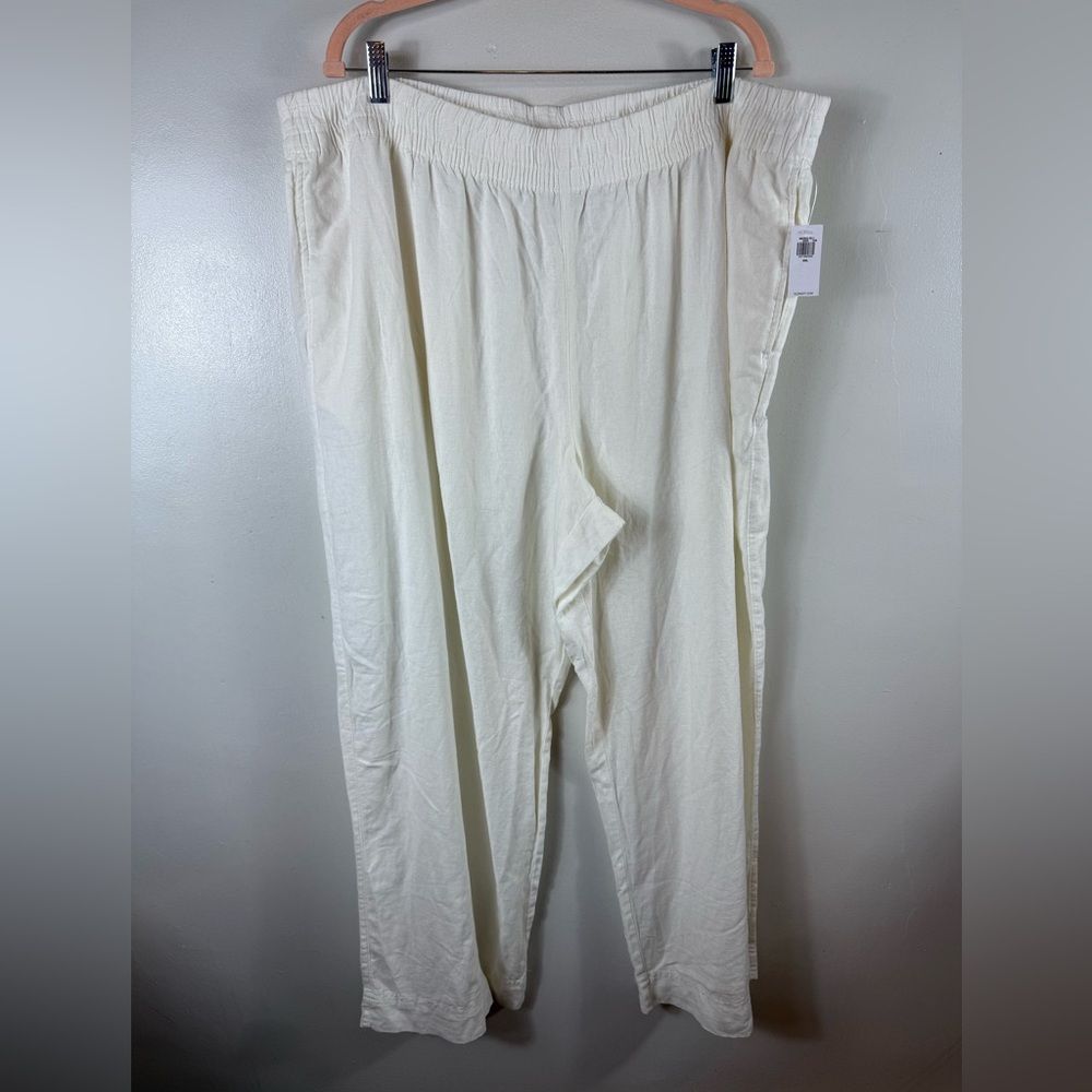 Old‎ Navy Womens Linen Blend Wide Leg Pull-On Pants XXL NWT Calla Lily Ivory
